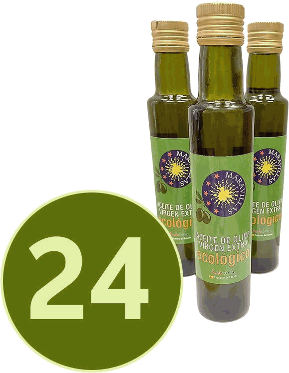 Pack 24 botellas de 250 ml de aceite de oliva virgen extra ecológico