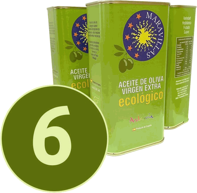 Pack 6 latas de 1 litro de aceite de oliva virgen extra ecológico